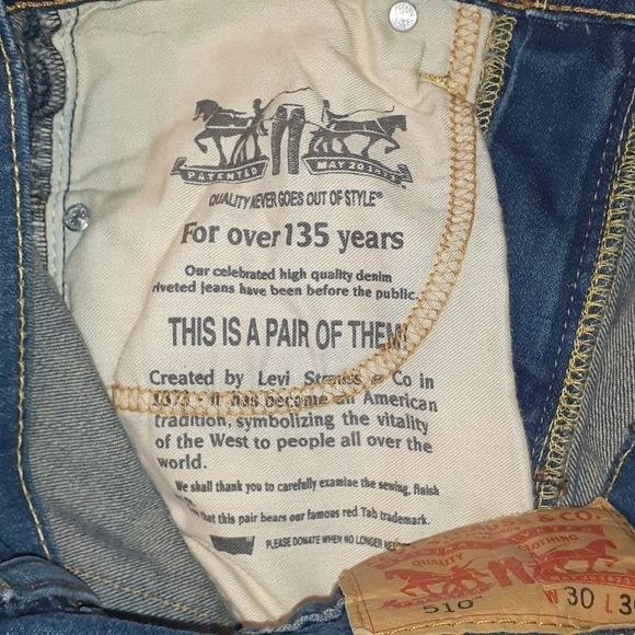 Mens Levi's 510 Skinny Jeans 30" x 30" Distressed - Picture 12 of 12